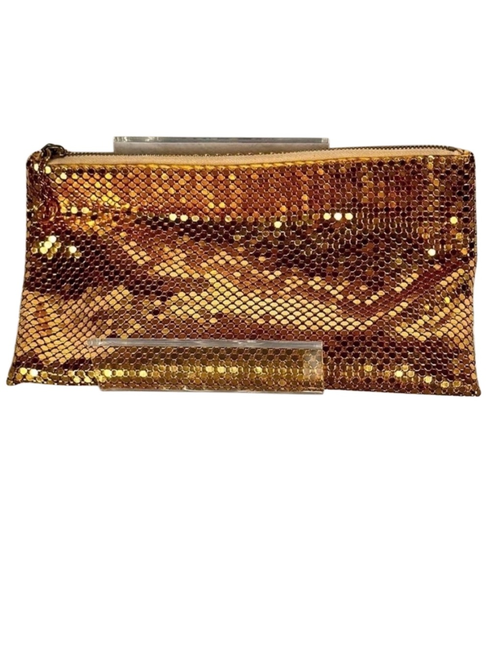 50s WEST GERMANY gold metal mesh clutch handbag great condition with zipper